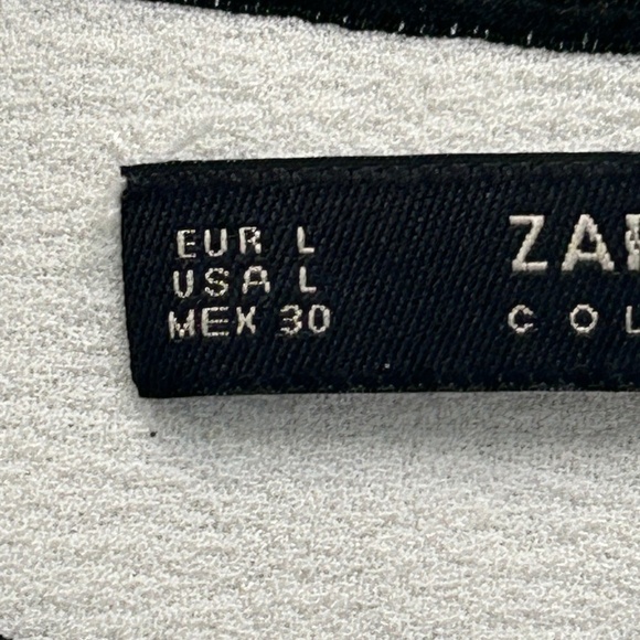 Zara Basic White Blouse w/Black Outline Sz L - Picture 4 of 9